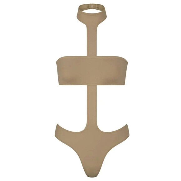 Skims Swim Cut Out Halter Monokini - Desert